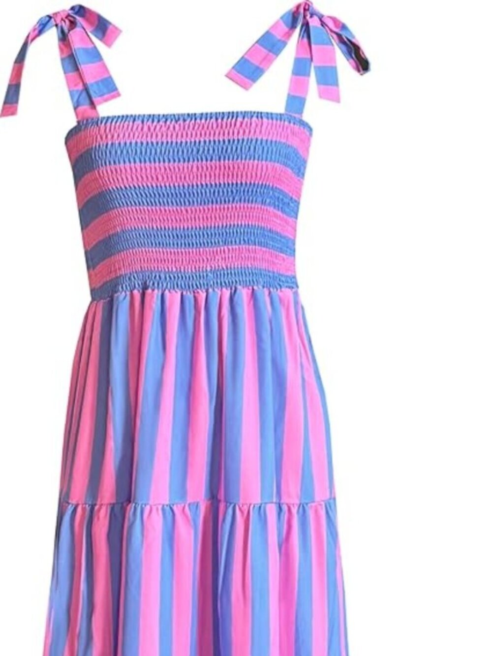 Ice Cream Striped Square Neck Tiered Maxi Dress - Picture 4 of 5